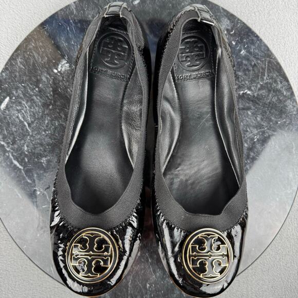 Tory Burch Caroline Black Patent Leather Flat Ballet Shoes Women’s Size 6.5M US - Picture 6 of 7